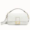 Fendi White FF Motif Large Baguette Bag