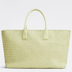 Bottega Veneta Large Cabat Bag In Zest Washed Intrecciato Lambskin