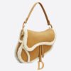 Dior Saddle Bag In Camel Shearling