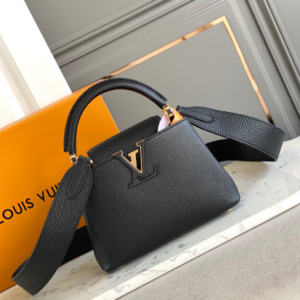 Louis Vuitton Black Leather Capucines Mini Bag – Black