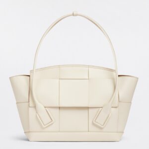 Bottega Veneta Arco Medium Bag In White Intrecciato Calfskin