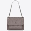 Saint Laurent Medium Niki Bag In Grey Crinkled Leather