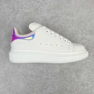 Alexander McQueen White Glitter Laser-Cut Tail Low-Top Skate Shoes Casual Footwear Chunky Sole Height-Enhancing Shoes Men's Shoes Women's Shoes 553680WHX929123