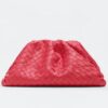 Bottega Veneta Large Pouch Clutch In Red Intrecciato Lambskin