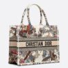Dior Medium Book Tote Bag In White Jardin d'Hiver Embroidery