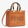 Fendi Sunshine Small Tote Bag In Brown Calfskin