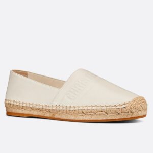 Dior Granville Espadrilles In White Embossed Lambskin