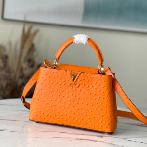 Louis Vuitton Small Capucines Ostrich Leather Handbag – Orange