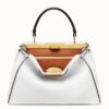 Fendi Selleria Peekaboo Medium Bag In White Roman Leather