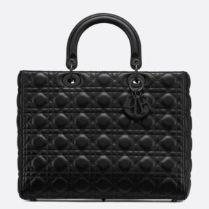 Dior Large Lady Dior Ultra-Matte So Black Bag