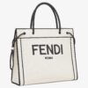 Fendi Large Roma Shopper Bag In Undyed Canvas