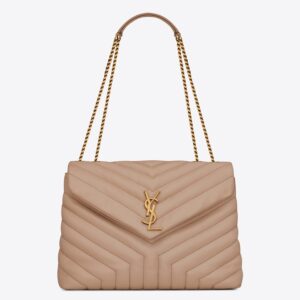 Saint Laurent Loulou Medium Bag In Beige Matelasse Leather