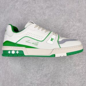 Louis Vuitton Trainer #54 White and Green Low-Top Casual Shoes, Skate Shoes, Sports Shoes for Men and Women 1ABNIS
