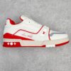 Louis Vuitton Trainer #54 White and Red Low-Top Casual Shoes, Skate Shoes, Sports Shoes for Men and Women 1ABFBI