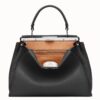 Fendi Selleria Peekaboo Medium Bag In Black Roman Leather