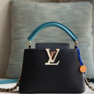 Louis Vuitton Taurillon Leather Capucines BB Mini Bag – Black/Blue