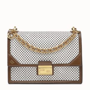 Fendi Kan U Bag In White Perforated Calf Leather