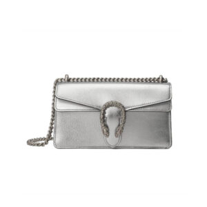 Replica Gucci Dionysus Small Shoulder Bag in Silver Lame Leather 499623