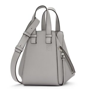 Loewe Compact Hammock Bag in Pearl Grey Grained Calfskin