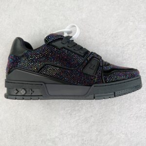 Louis Vuitton Trainer Crystal Glitter Lace-Up Low-Top Casual Shoes, Sneakers, Sports Shoes for Men and Women 1A815H