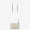 Saint Laurent Small Envelope Bag In White Grained Leather