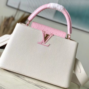 Louis Vuitton Ostrich Pattern Capucines Large Handbag – White Pink