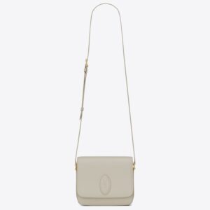 Saint Laurent LE 61 Small Saddle Bag In White Leather