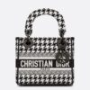 Dior Mini Lady D-Lite Bag In Black and White Houndstooth Embroidery