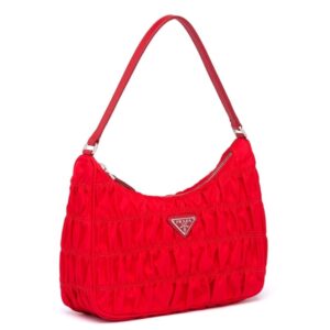 Prada Mini Hobo Bag In Red Nylon and Leather