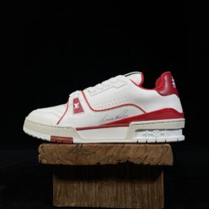 Louis Vuitton Trainer Red and White Low-Top Casual Shoes, Skate Shoes, Trainers for Men and Women 1A8ZPR