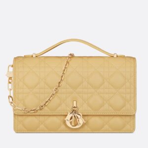Dior Miss Dior Top Handle Bag in Pastel Yellow Cannage Lambskin