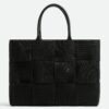 Bottega Veneta Large Arco Tote Bag In Black Intrecciato Canvas