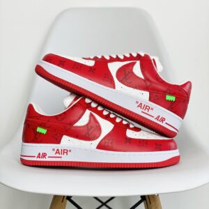 Original Box Version with Accessories Louis Vuitton Air Force 1 Low LV Air Force Red Low-Top Cowhide Leather Casual Shoes Sneakers Skate Shoes Men's Shoes Women's Shoes 1A9VA7