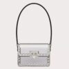Valentino Rockstud23 Small Shoulder Bag in Silver Calfskin